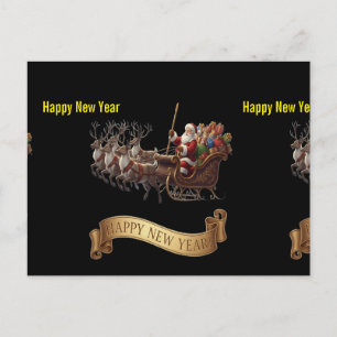 Cartes Pour Fêtes Annuelles Bonne année 2026 – Traîneau du Père Noël sur fond