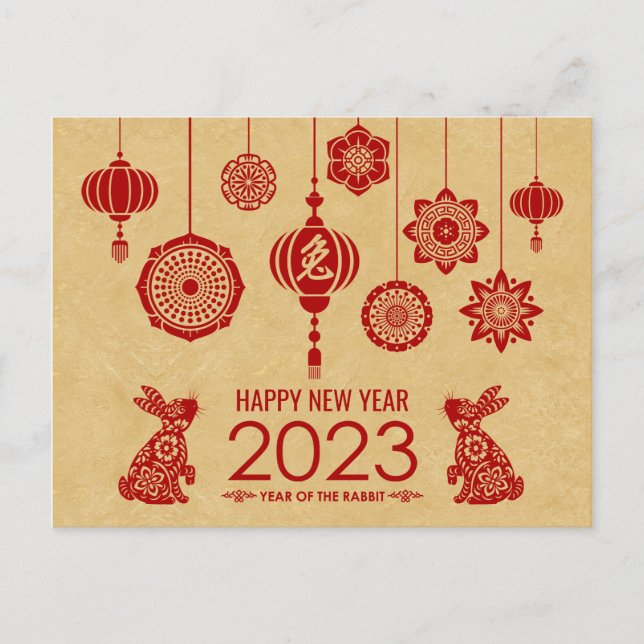 Cartes Pour Fêtes Annuelles Bonne année chinoise du lapin 2023 (Devant)