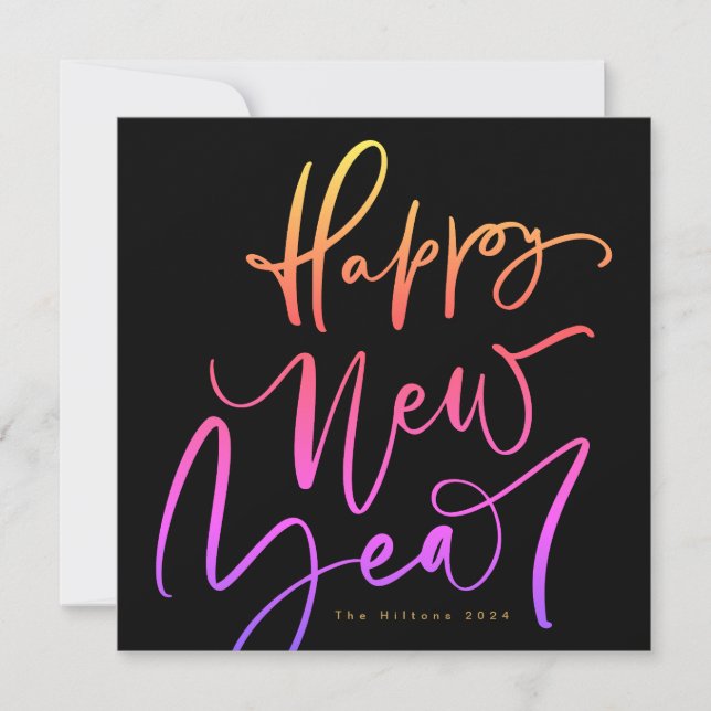 Cartes Pour Fêtes Annuelles Bonne année dans le texte tropical (Devant)
