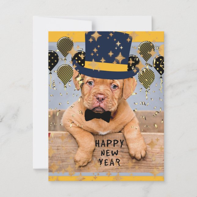 Cartes Pour Fêtes Annuelles Bonne année du Dogue de Bordeaux (Devant)