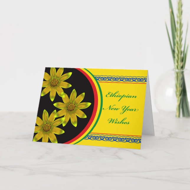 Cartes Pour Fêtes Annuelles Bonne année éthiopienne, Enkutatash, Meskel Daisy (Devant)