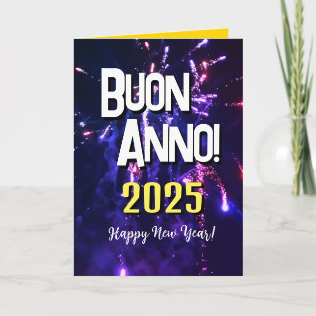 Cartes Pour Fêtes Annuelles Bonne année italienne | Auguri di Buon Anno 2025 (Devant)