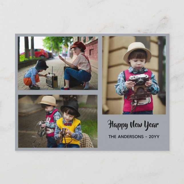 Cartes Pour Fêtes Annuelles Bonne année - PHOTO COLLAGE - Personnalisé 2018 (Devant)