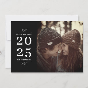 Cartes Pour Fêtes Annuelles Bonne année. Photo de typographie minimaliste noir