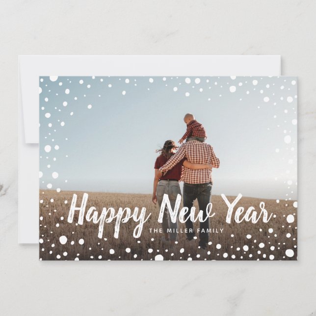 Cartes Pour Fêtes Annuelles Bonne année Photo de voeux neige (Devant)