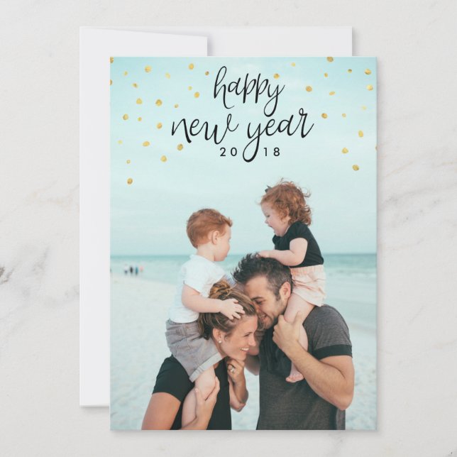 Cartes Pour Fêtes Annuelles Bonne année Photo Festive Chic Gold Parties scinti (Devant)