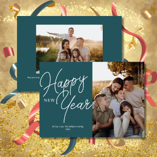 Cartes Pour Fêtes Annuelles Bonne année Photo Moderne Élégant Simple