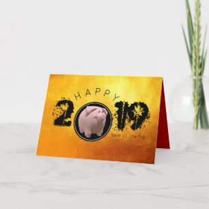 Cartes Pour Fêtes Annuelles Bonne année PIg 2019 Original 3D golden Greeting 2