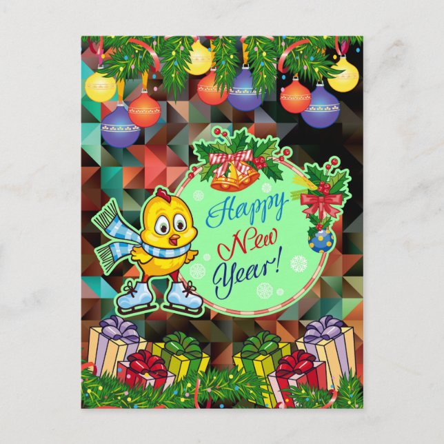 Cartes Pour Fêtes Annuelles Bonne année ! Poulet (Devant)