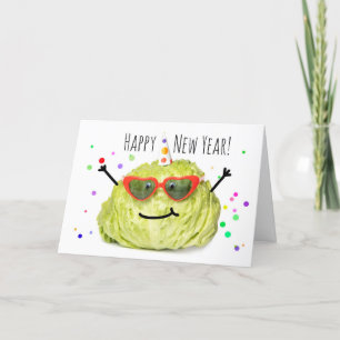 Cartes Pour Fêtes Annuelles Bonne année pour toute personne Lettuce en Casquet