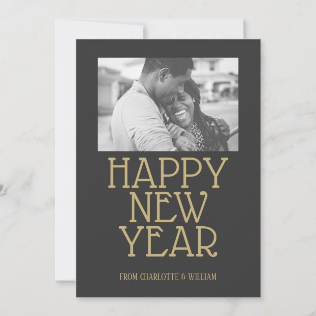 Cartes Pour Fêtes Annuelles Bonne année Typographie moderne Personnalisée (Devant)