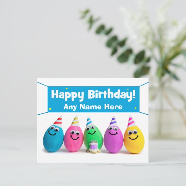 Cartes Pour Fêtes Annuelles Bonne Anniversaire Custom Egg Humour de vacances C (Debout devant)