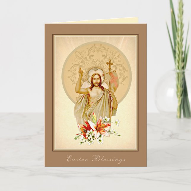 Cartes Pour Fêtes Annuelles Bonne Bénédiction de Pâques Prière Résurrection Vi (Devant)
