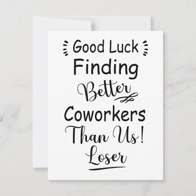 Cartes Pour Fêtes Annuelles Bonne Chance Trouver De Meilleurs Cotravailleurs Q (Devant)