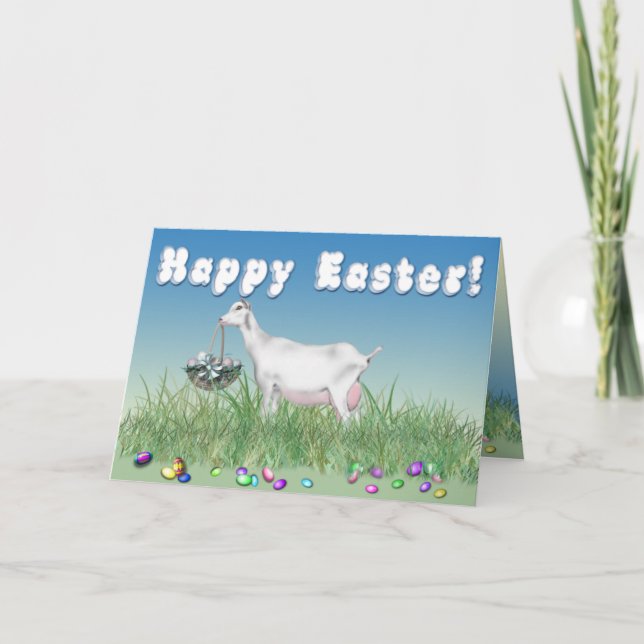 Cartes Pour Fêtes Annuelles Bonne Chèvre de Pâques Saanen (Devant)