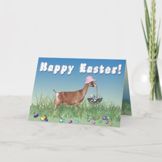 Cartes Pour Fêtes Annuelles Bonne chèvre de Pâques Toggenburg (Devant)