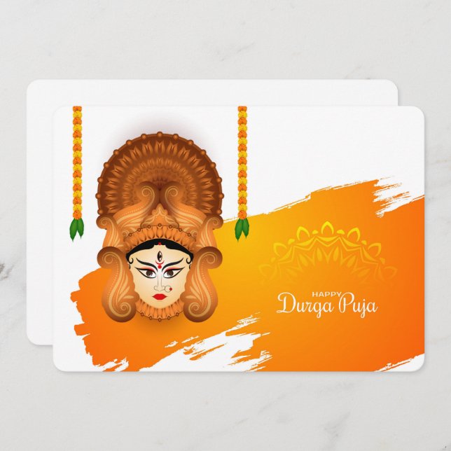 Cartes Pour Fêtes Annuelles Bonne Durga Puja (Devant / Derrière)