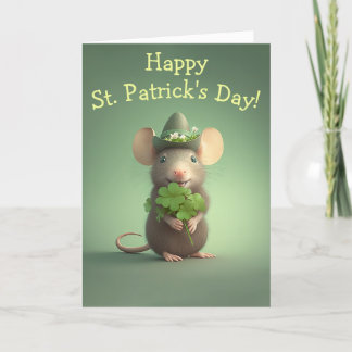 Cartes Pour Fêtes Annuelles Bonne et adorable Souris St. Patrick's Day