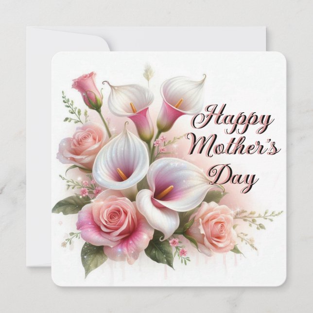 Cartes Pour Fêtes Annuelles Bonne fête des mères Calla Lilies et Roses (Devant)