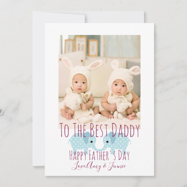Cartes Pour Fêtes Annuelles Bonne Fête des pères Custom Photo Twins (Devant)