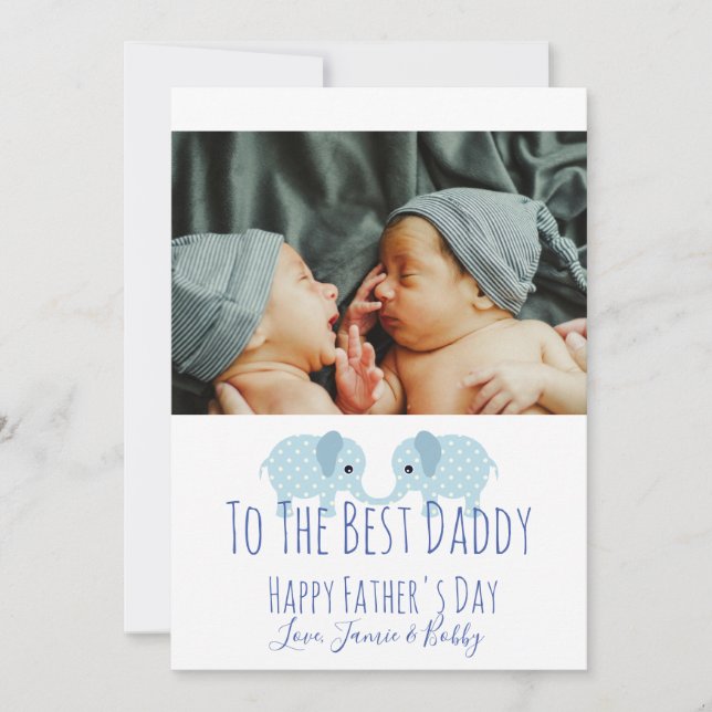 Cartes Pour Fêtes Annuelles Bonne Fête des pères Custom Photo Twins (Devant)