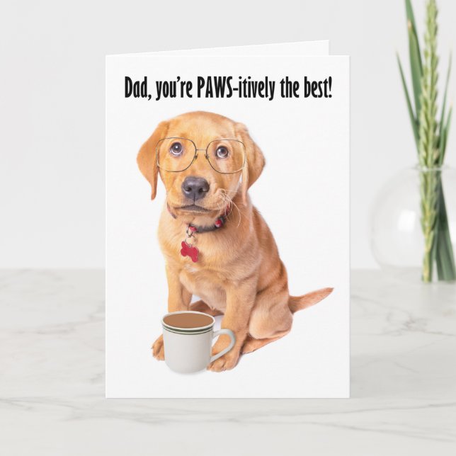 Cartes Pour Fêtes Annuelles Bonne Fête des pères mignonne chiot en lunettes (Devant)