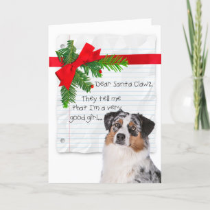 Cartes Pour Fêtes Annuelles Bonne fille Australian Shepherd Noël