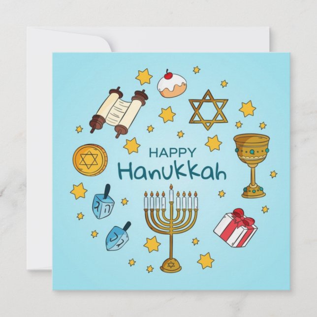 Cartes Pour Fêtes Annuelles Bonne Hanoukka (Devant)