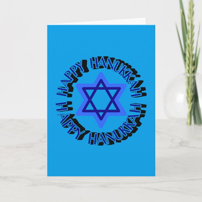 Cartes Pour Fêtes Annuelles Bonne Hanoukka Blue Star de David Salutation (Devant)