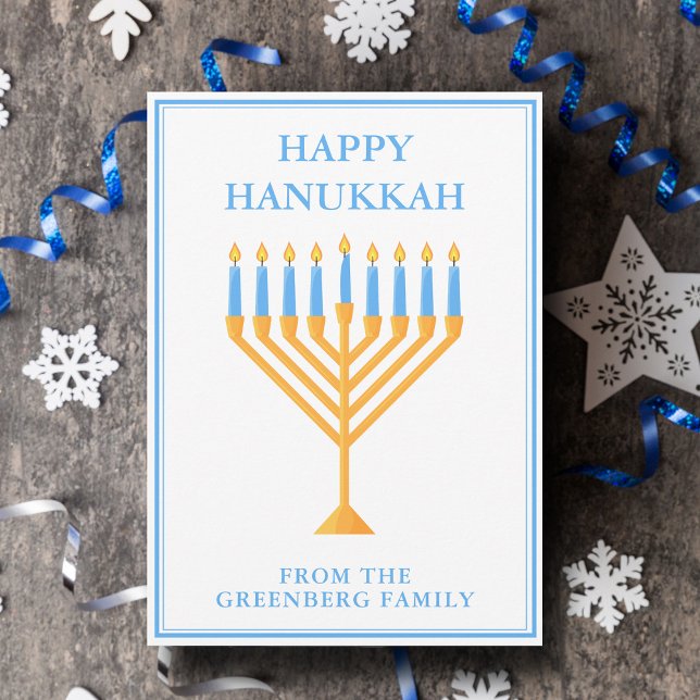 Cartes Pour Fêtes Annuelles Bonne Hanoukka Cute personnalisable Menorah (Créateur téléchargé)