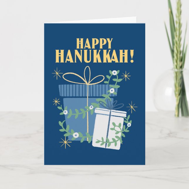 Cartes Pour Fêtes Annuelles Bonne Hanoukka Festival des cadeaux légers (Devant)