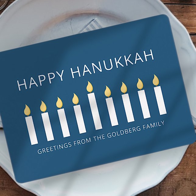 Cartes Pour Fêtes Annuelles Bonne Hanoukka | Salutation aux chandelles simple  (Créateur téléchargé)