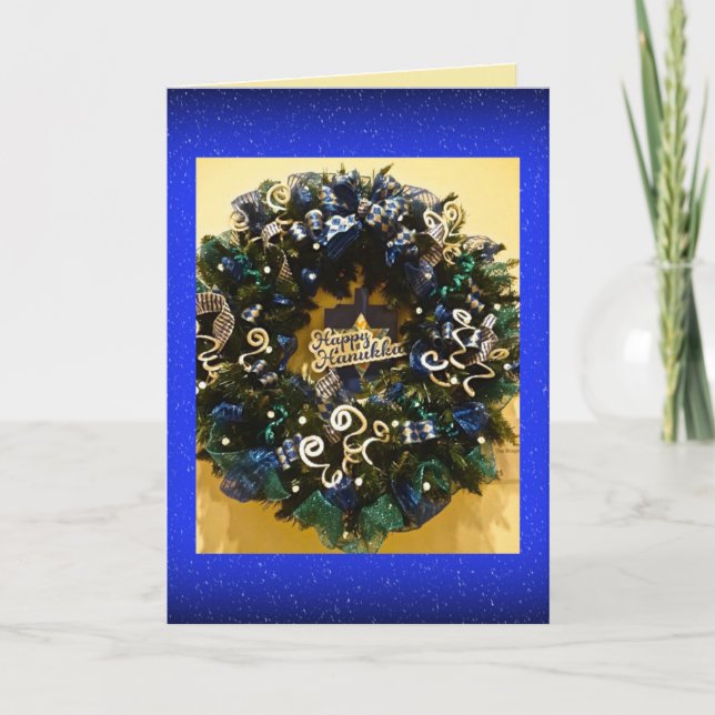 Cartes Pour Fêtes Annuelles Bonne Hanoukka Wreath Jewish Holiday Card (Devant)