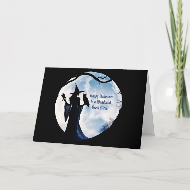 Cartes Pour Fêtes Annuelles Bonne nièce Halloween avec Witch et Owl (Devant)