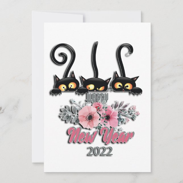 Cartes Pour Fêtes Annuelles Bonne nouvelle année amoureux de les chats 2022 (Devant)
