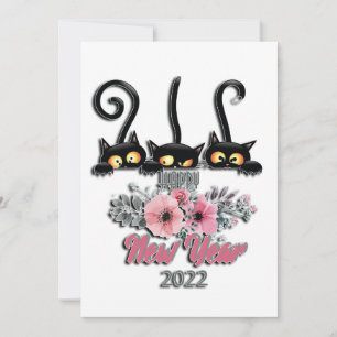 Cartes Pour Fêtes Annuelles Bonne nouvelle année amoureux de les chats 2022