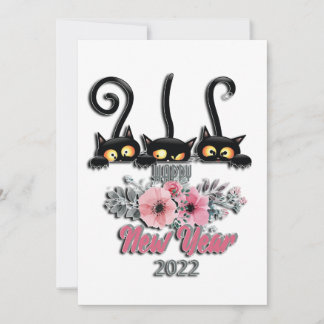 Cartes Pour Fêtes Annuelles Bonne nouvelle année amoureux de les chats 2022
