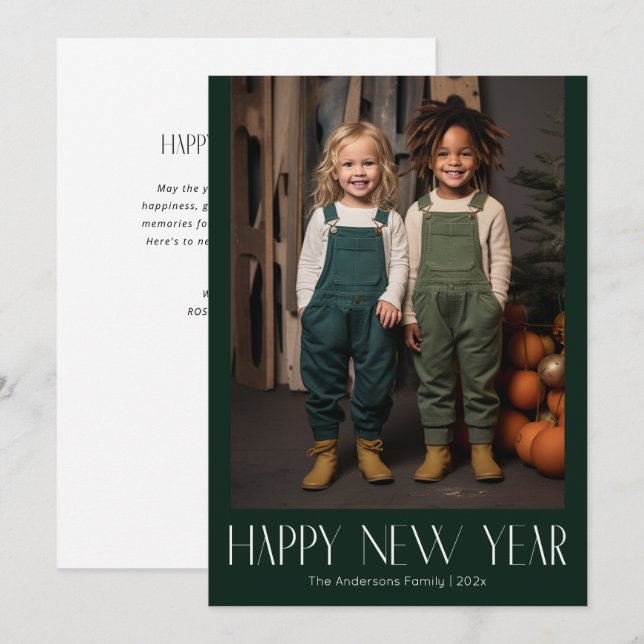 Cartes Pour Fêtes Annuelles Bonne nouvelle année photo moderne (Devant / Derrière)