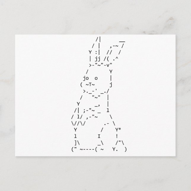 Cartes Pour Fêtes Annuelles Bonne Pâques ASCII Bunny Art (Devant)