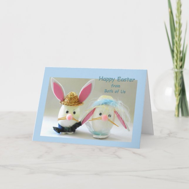 Cartes Pour Fêtes Annuelles Bonne Pâques de nous deux Bunny Couple (Devant)
