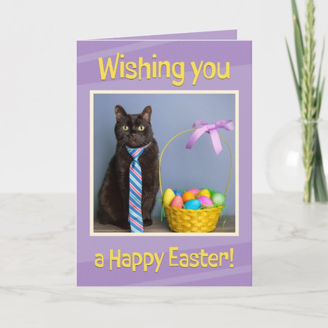 Cartes Pour Fêtes Annuelles Bonne Pâques pour n'importe qui mignonne Chat en C (Devant)