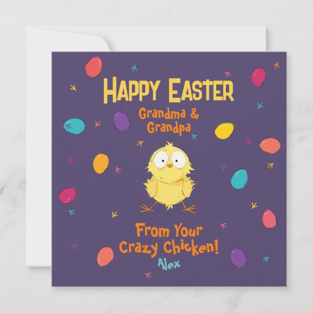 Cartes Pour Fêtes Annuelles "Bonne Pâques" | Votre poulet fou" | Pâques mignon (Devant)