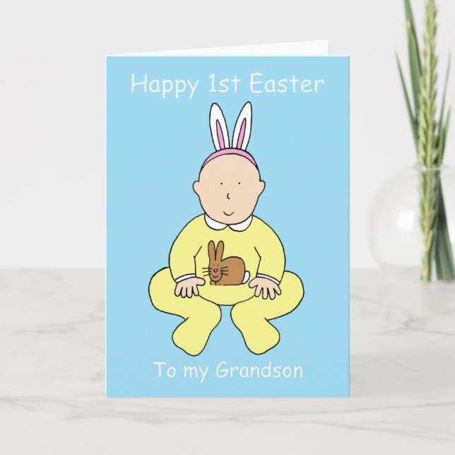 Cartes Pour Fêtes Annuelles Bonne première Pâques à mon petit-fils (Devant)
