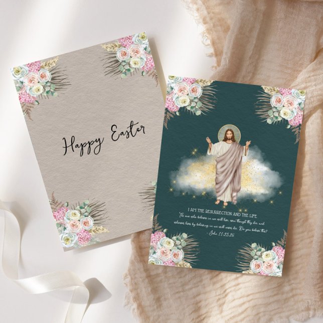 Cartes Pour Fêtes Annuelles Bonne Résurrection de Pâques de Jésus-Christ catho (Créateur téléchargé)