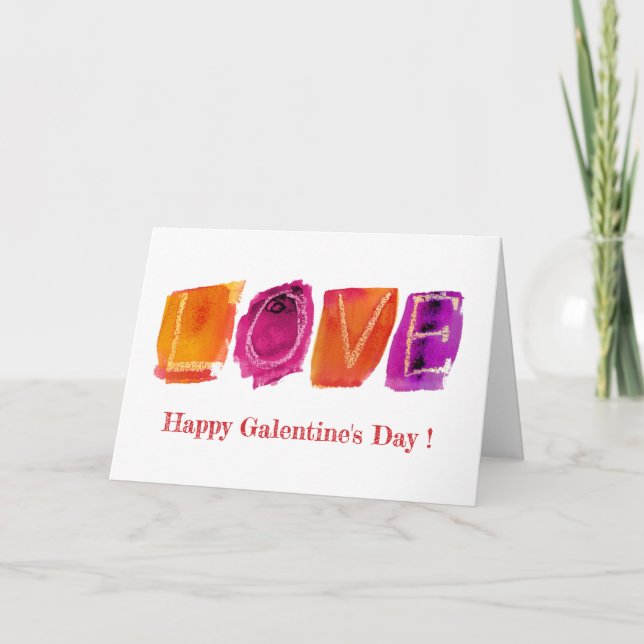 Cartes Pour Fêtes Annuelles Bonne Saint-Galentin | Aquarelle 'LOVE' Moderne (Devant)