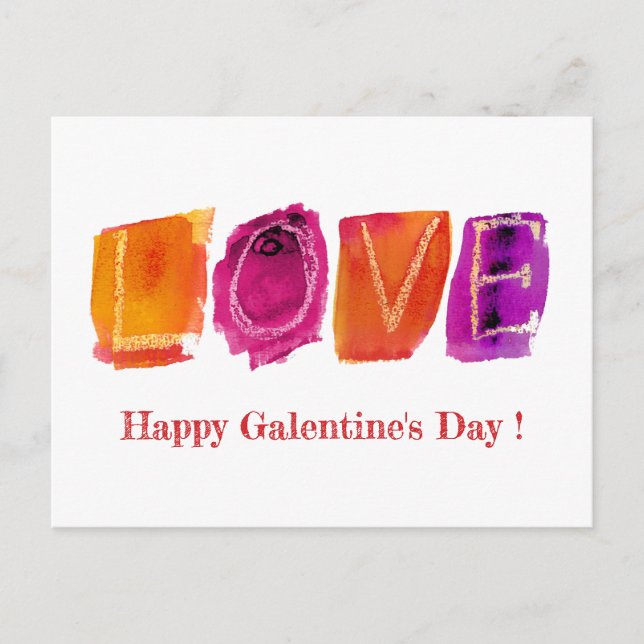 Cartes Pour Fêtes Annuelles Bonne Saint-Galentin | Aquarelle 'LOVE' Moderne (Devant)