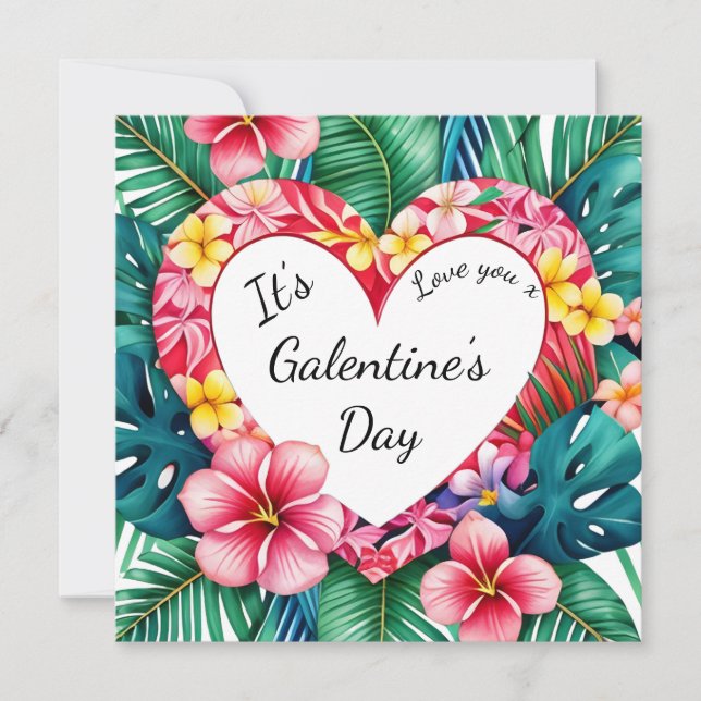 Cartes Pour Fêtes Annuelles Bonne Saint-Galentin Coeur hawaïen (Devant)