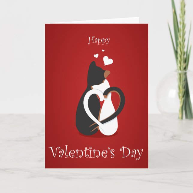 Cartes Pour Fêtes Annuelles Bonne Saint Valentin noir & blanc Kitties (Devant)