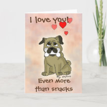 Bonne Snack Carlin Chien Valentine's Day Card