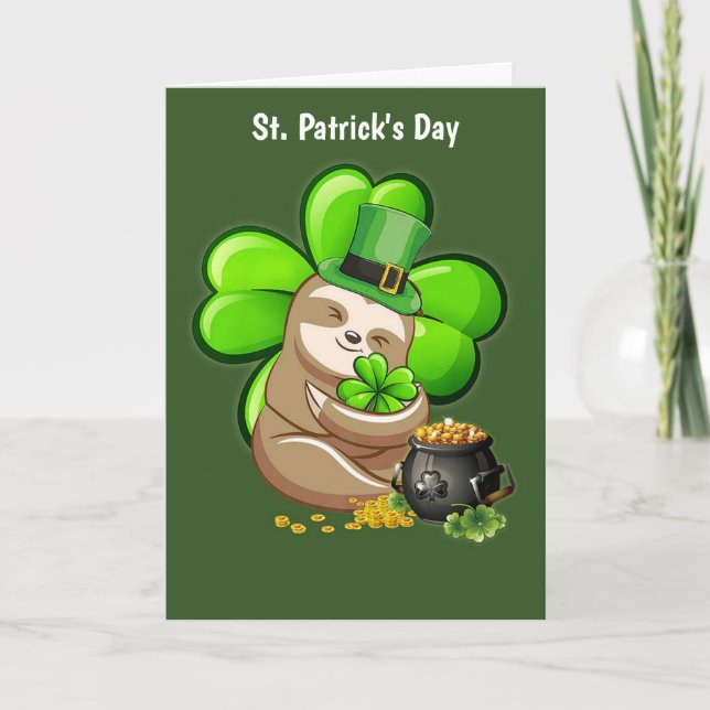 Cartes Pour Fêtes Annuelles Bonne St. Patrick's Day Sloth holiday Card (Devant)
